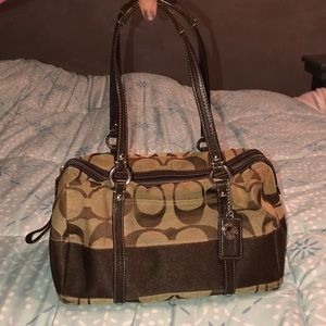 Coach brown logo shoulder purse